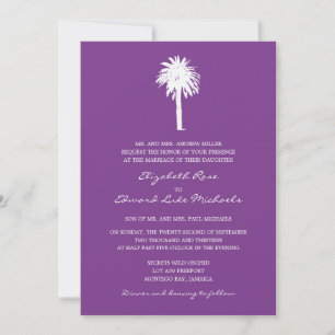 Purple Palm Tree Destination Wedding Invitation