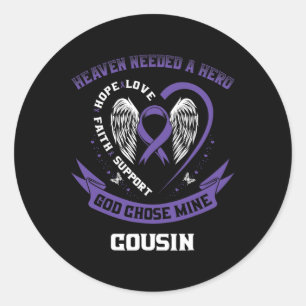 Purple Pancreatic Cancer Awareness Ribbon Cousin H Classic Round Sticker