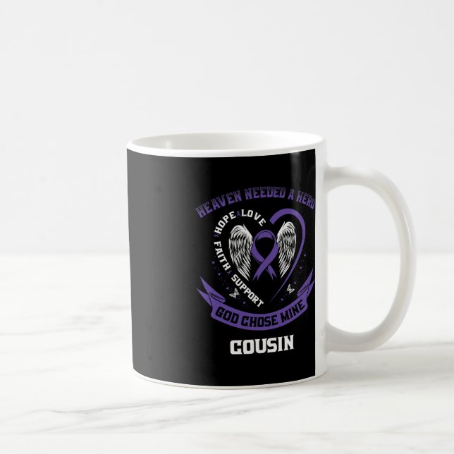 Purple Pancreatic Cancer Awareness Ribbon Cousin H Coffee Mug (Right)