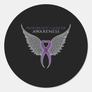 Purple Pancreatic Cancer Awareness Ribbon with Ang Classic Round Sticker