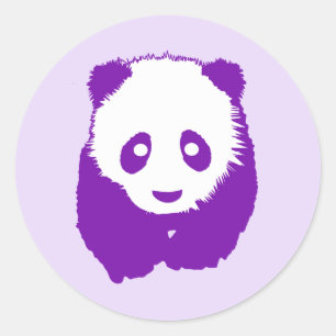 Purple Panda Classic Round Sticker