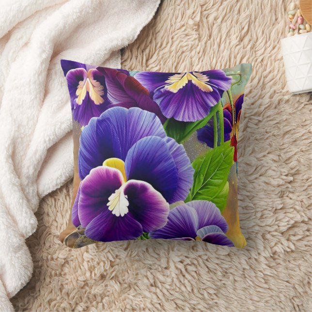 Purple Pansies -AI ART Cushion (Blanket)