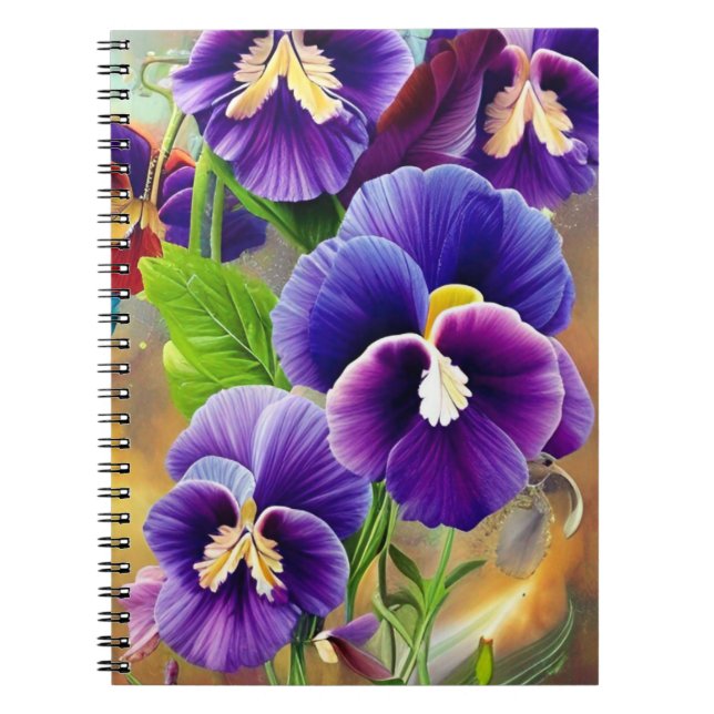 Purple Pansies -AI ART Notebook (Front)