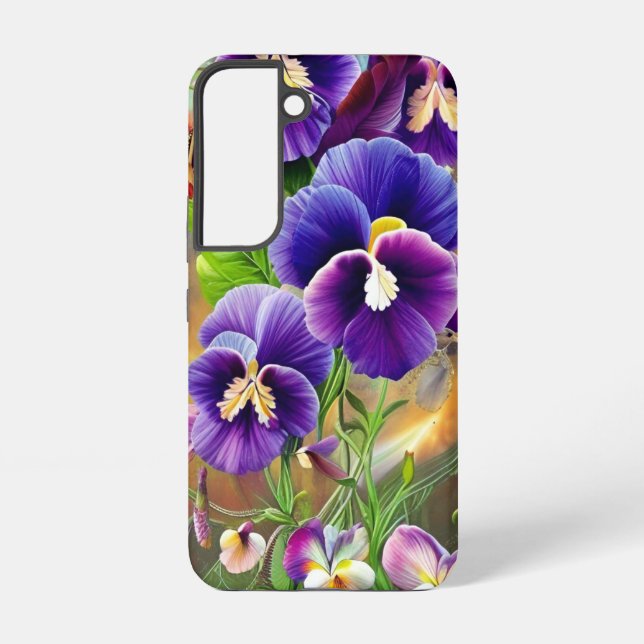 Purple Pansies -AI ART Samsung Galaxy S22 Case (Back)