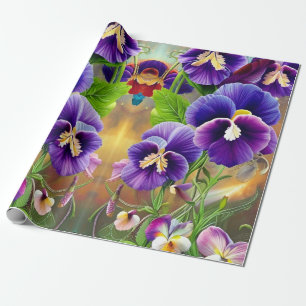 Purple Pansies -AI ART Wrapping Paper