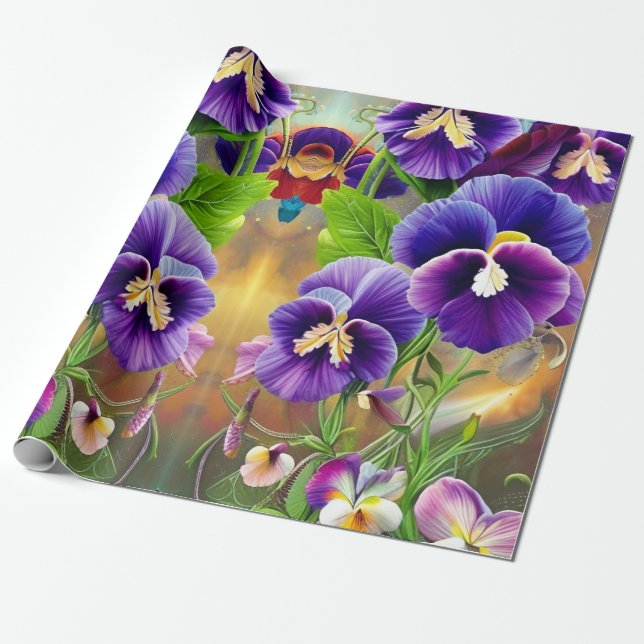 Purple Pansies -AI ART Wrapping Paper (Unrolled)