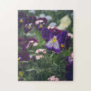 Purple pansies and pink forget-me-nots jigsaw puzzle