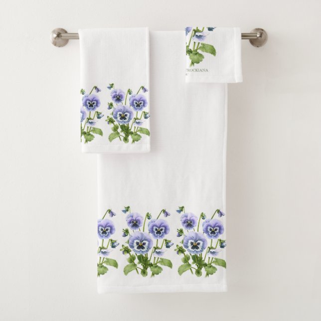 Purple Pansies Bath Towel Set (Insitu)