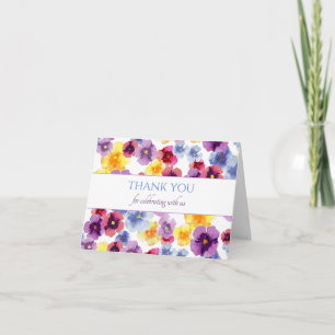 Purple Pansies Boho Watercolor Bridal Shower Thank You Card