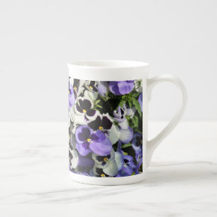 Purple Pansies Bone China Mug