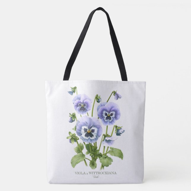 Purple Pansies Botanical Art Customisable Tote Bag (Front)