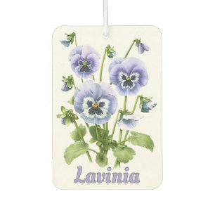 Purple Pansies Botanical Art Personalised  Car Air Freshener