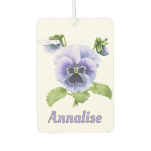 Purple Pansies Botanical Art Personalised  Car Air Freshener