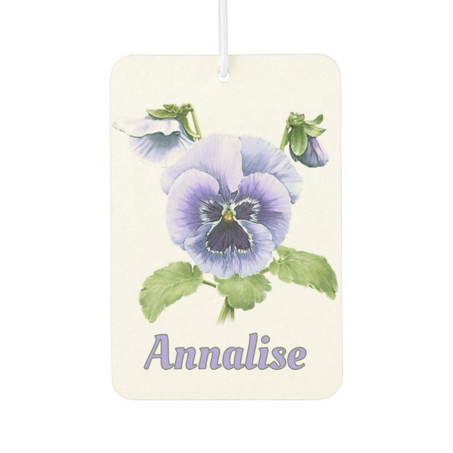 Purple Pansies Botanical Art Personalised  Car Air Freshener (Front)