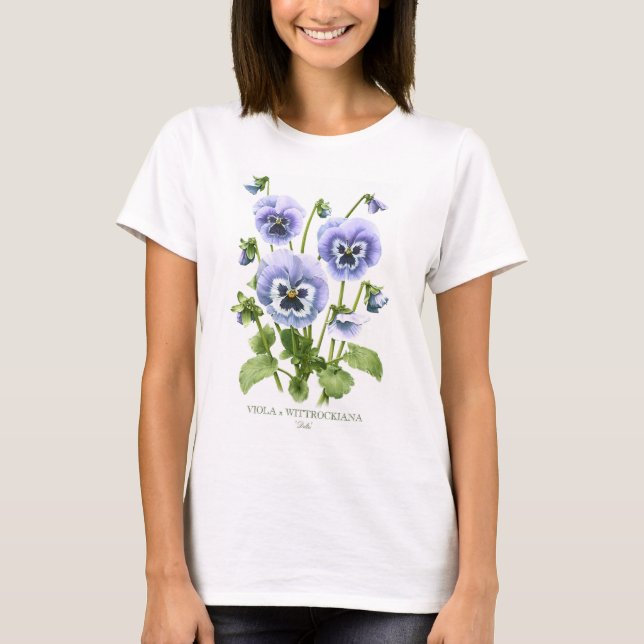 Purple Pansies Botanical T-Shirt (Front)