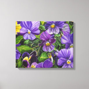 "Purple Pansies" by Jenny Koch Canvas Print