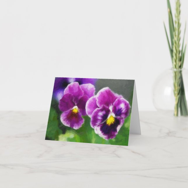 Purple pansies card (Front)
