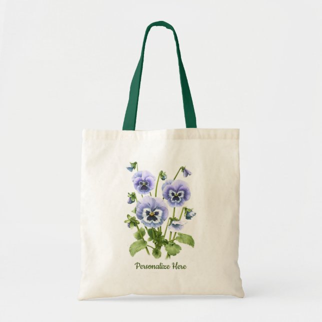 Purple Pansies Customisable Tote Bag (Front)