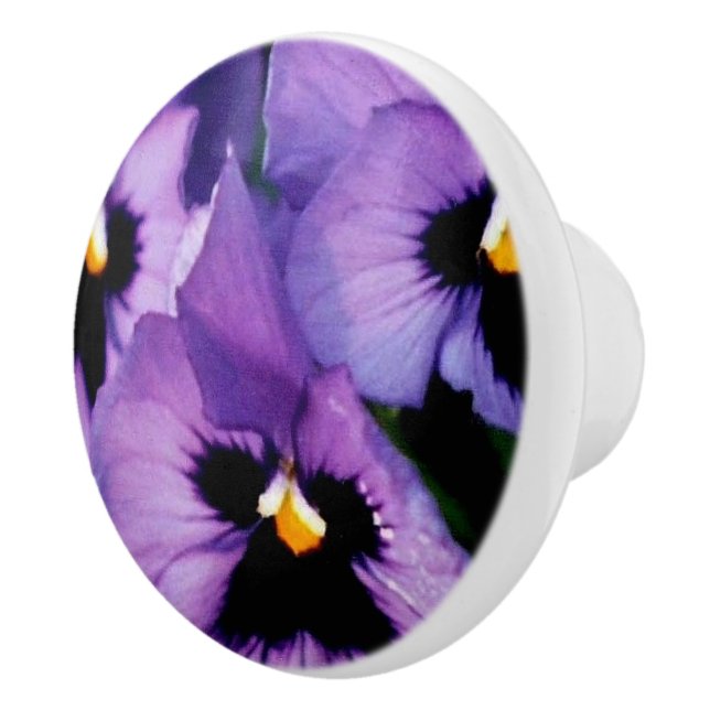Purple Pansies Drawer Knob (Right)