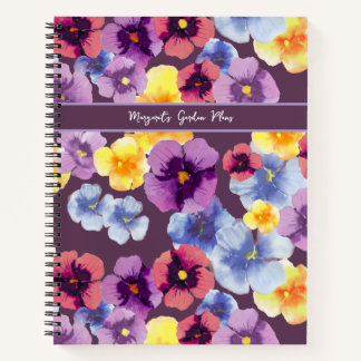 Purple Pansies Elegant Botanical Violet Floral Notebook
