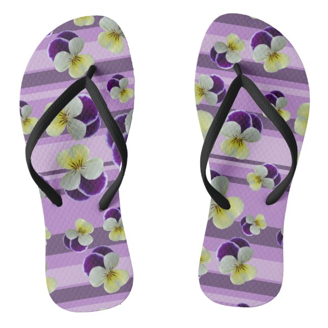 Purple pansies flip flops (Footbed)