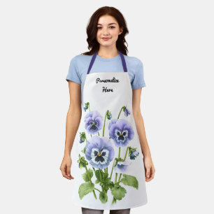 Purple Pansies Floral Botanical Personalised Apron