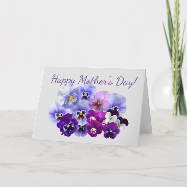 Purple Pansies Floral Mother's Day Card (Front)