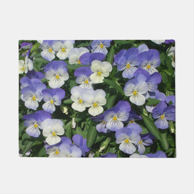 Purple Pansies Garden Floral Doormat (Front)