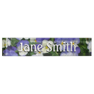 Purple Pansies Garden Floral Nameplate