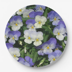Purple Pansies Garden Floral Paper Plate