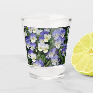 Purple Pansies Garden Floral Shot Glass