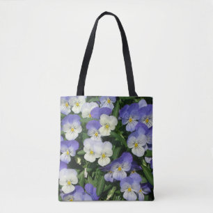 Purple Pansies Garden Floral Tote Bag