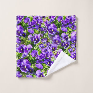 Purple Pansies Growing On Bushes, Wash Cloth