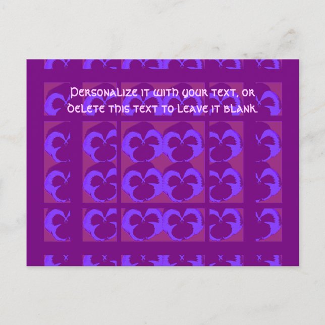 Purple Pansies in Rows and Columns Postcard (Front)