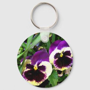 Purple pansies - Keychain