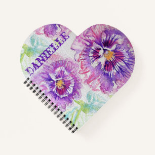 Purple Pansies Love You Pansy floral Name Notebook