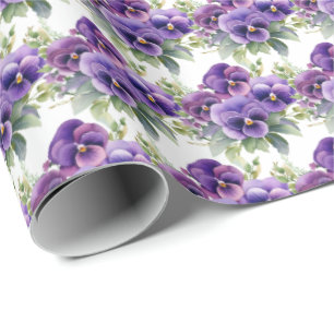Purple Pansies Pansy Wrapping Paper
