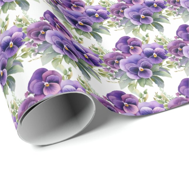 Purple Pansies Pansy Wrapping Paper (Roll Corner)