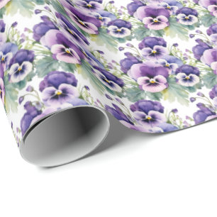 Purple Pansies Pansy Wrapping Paper