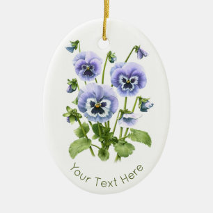 Purple Pansies Personalised Ceramic Tree Decoration