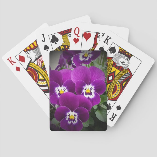Purple Pansies Playing Cards (Back)