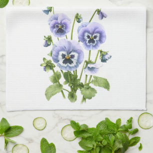 Purple Pansies Tea Towel
