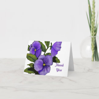 Purple Pansies: Thank You: Colour Pencil Art You Card