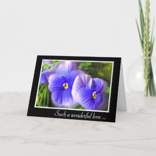 Purple Pansy Anniversary Card; Frosted Pansies Card