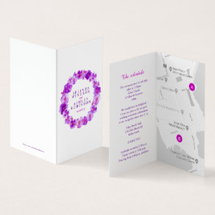 Purple pansy art wedding details schedule map