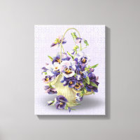 purple pansy basket on eyelet lace
