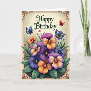 Purple Pansy Birthday Card