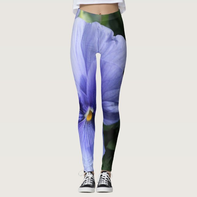 Purple Pansy Blossom with Green & Yellow, Photo 43 Leggings (Front)