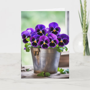 Purple Pansy Bouquet Birthday Card