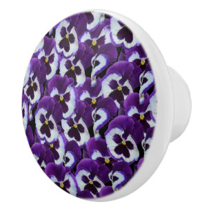 Purple Pansy Bouquet, Ceramic Knob